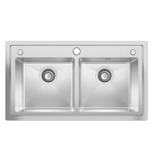 CHẬU RỬA BÁT HANDMADE 2 HỐ CÂN CẤP PURABATH PURA-8245C-GC